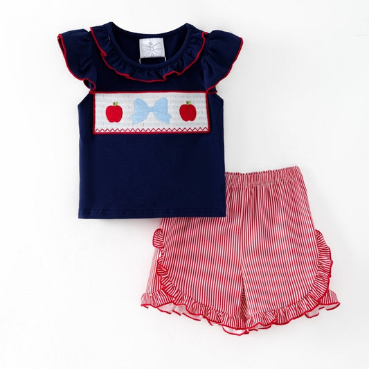 Apple Bow Smocked Top & Shorts