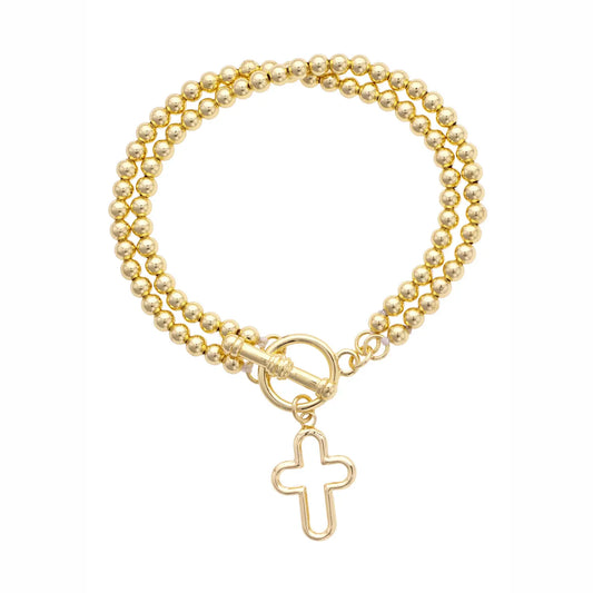Foster Open Cross Ball Bead Bracelet