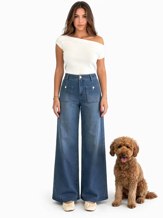 1822 Wide Leg Jeans w/Sailor Pockets in Yuta