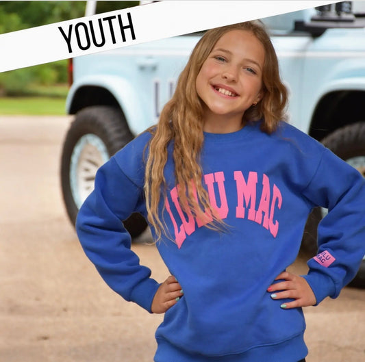 Lulu Mac Youth Royal Blue/Pink Puff Sweatshirt
