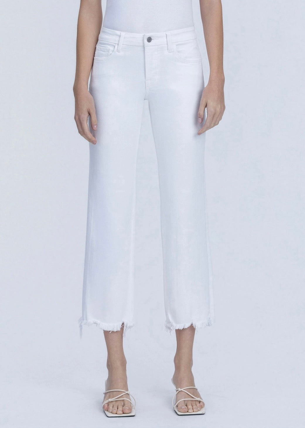 Vervet by Flying Monkey White Frayed Hem Crop Jeans