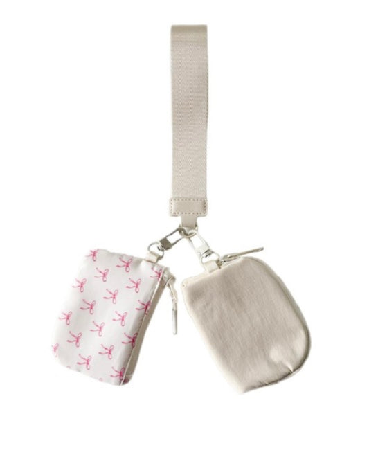 Bow Knot/Cream Duo Wristlet