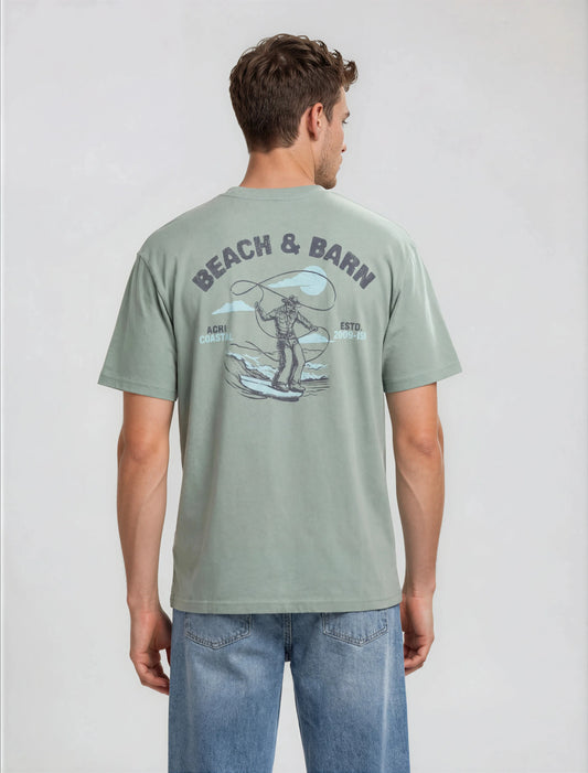 Beach & Barn Rope 'Em In Tee in Fern