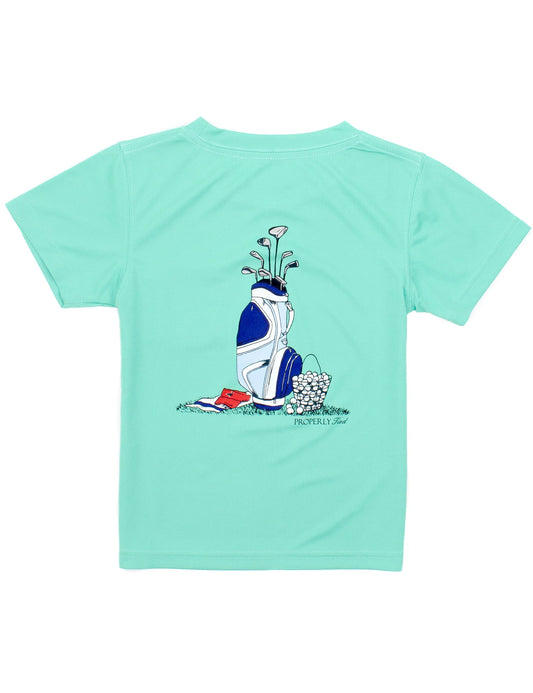 Properly Tied Boys Performance Tee SS Golf Clubs Soft Green