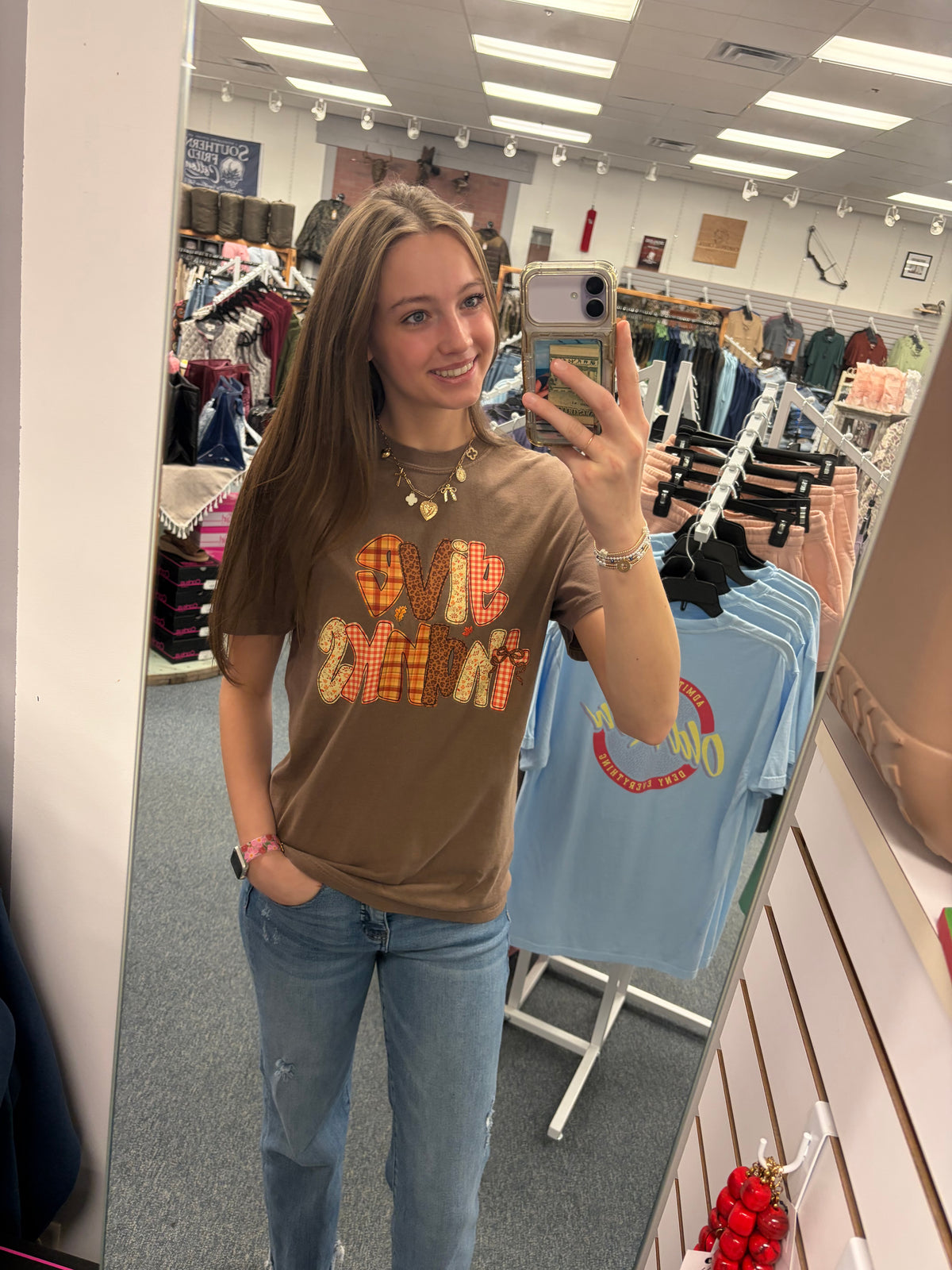 Give Thanks Tee in Expresso