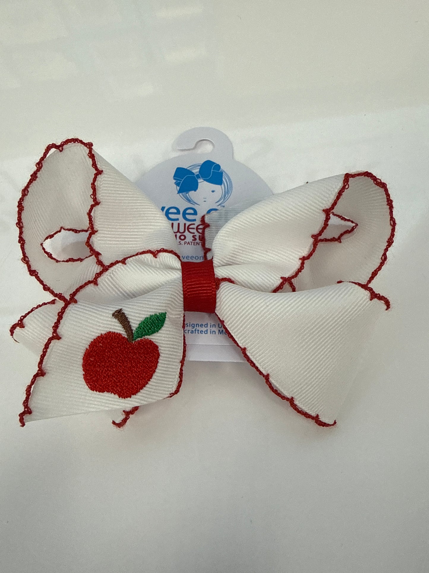 Wee Ones Medium Harvest Apple Moonstitch Hair Bow