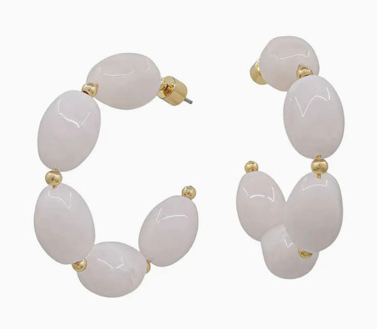 Pink Oval Acrylic 2” Earrings