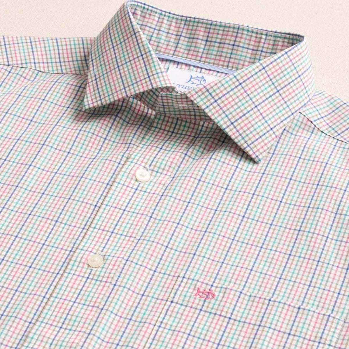 Southern Tide Charleston Plaid Sportshirt Azalea