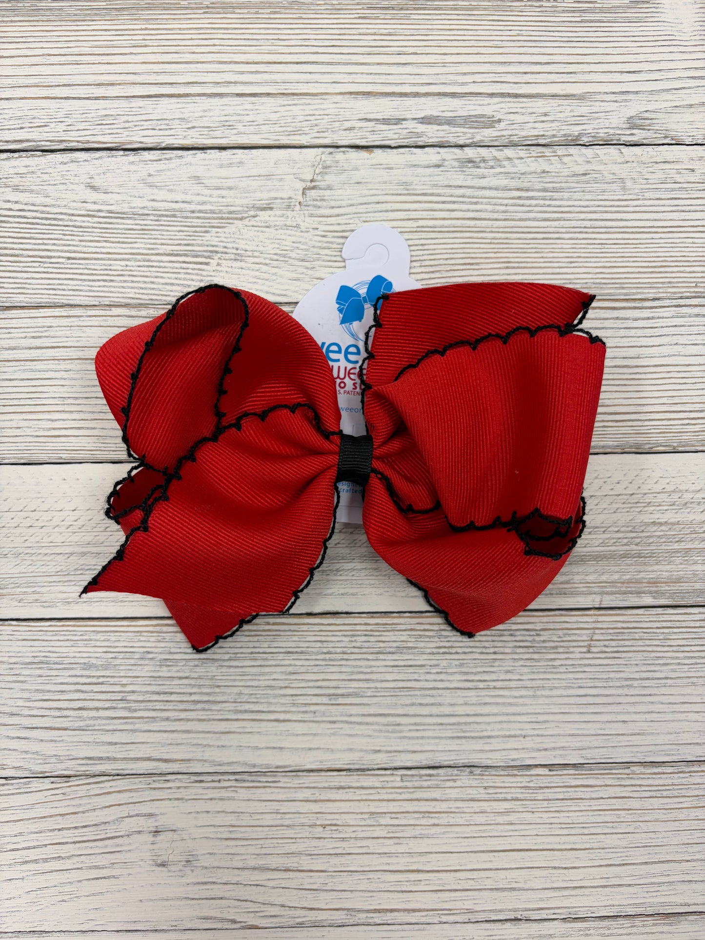 Wee Ones King Moonstitch Red/Black Hairbow