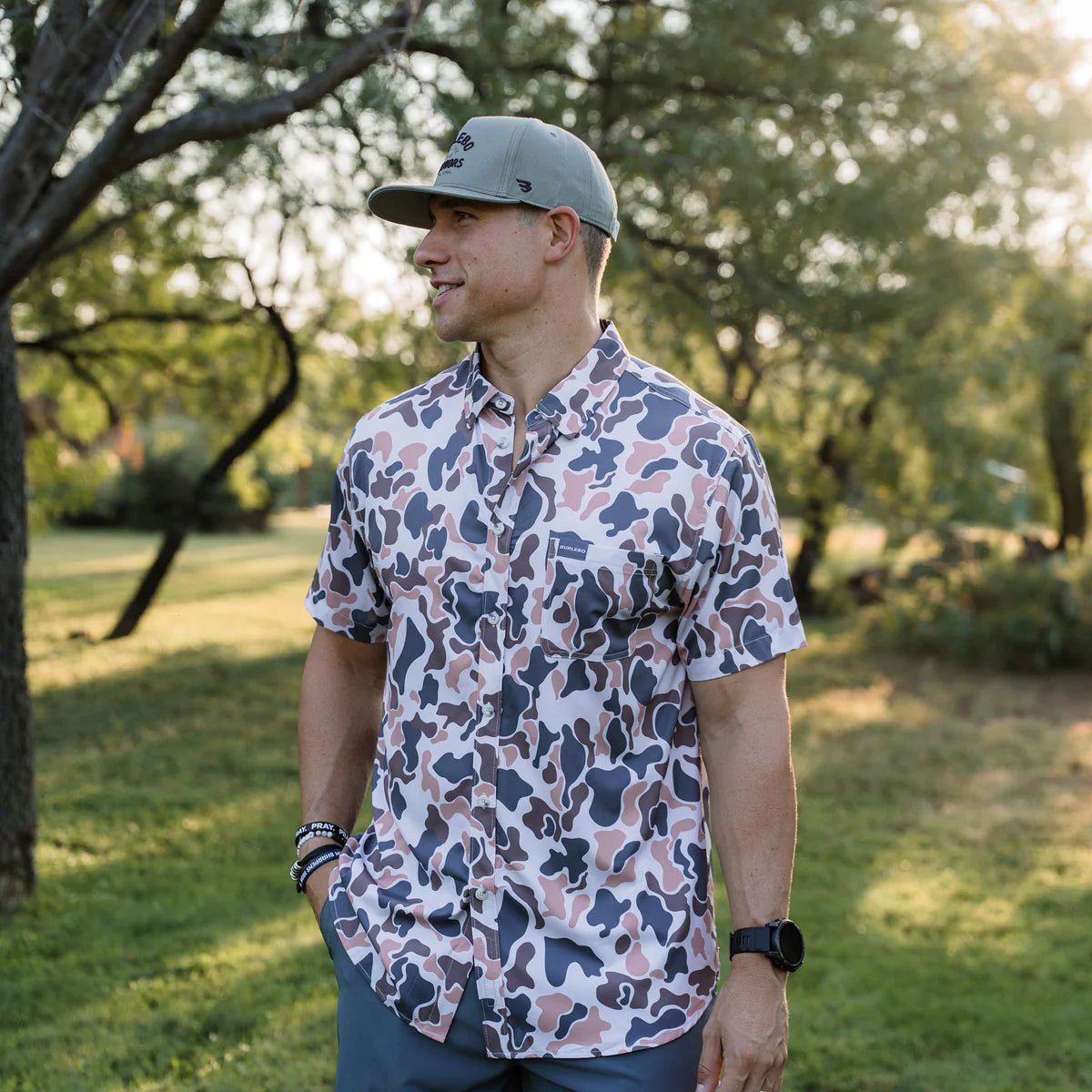 Burlebo Performance Vintage Camo Button Up