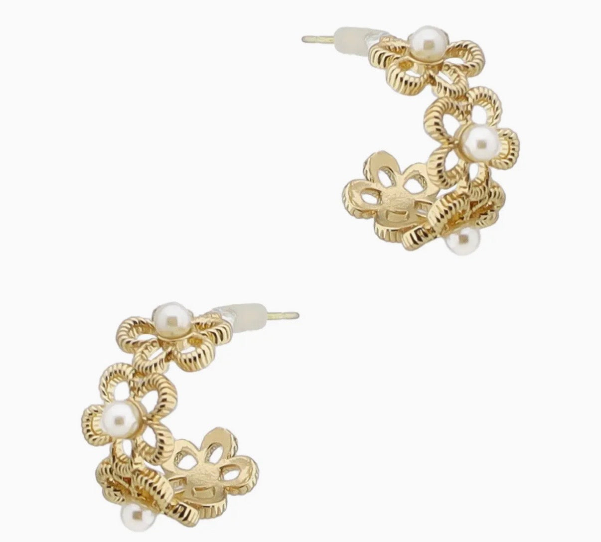 Gold Open Flower Earrings