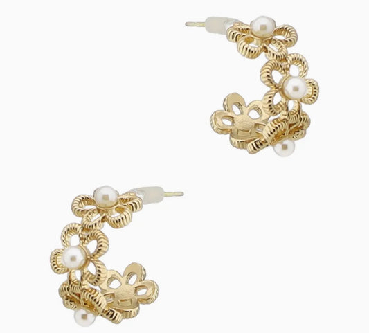 Gold Open Flower Earrings