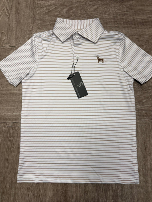 Cardinal Creek Logo Polo White/Khaki for Boys