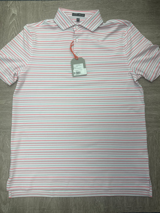 Southern Pointe Valley Stripe Polo Flamingo/Grey