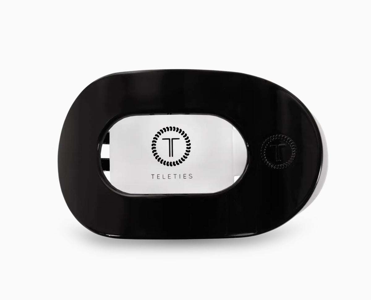 Teleties Round Flat Hair Clip Medium Jet Black