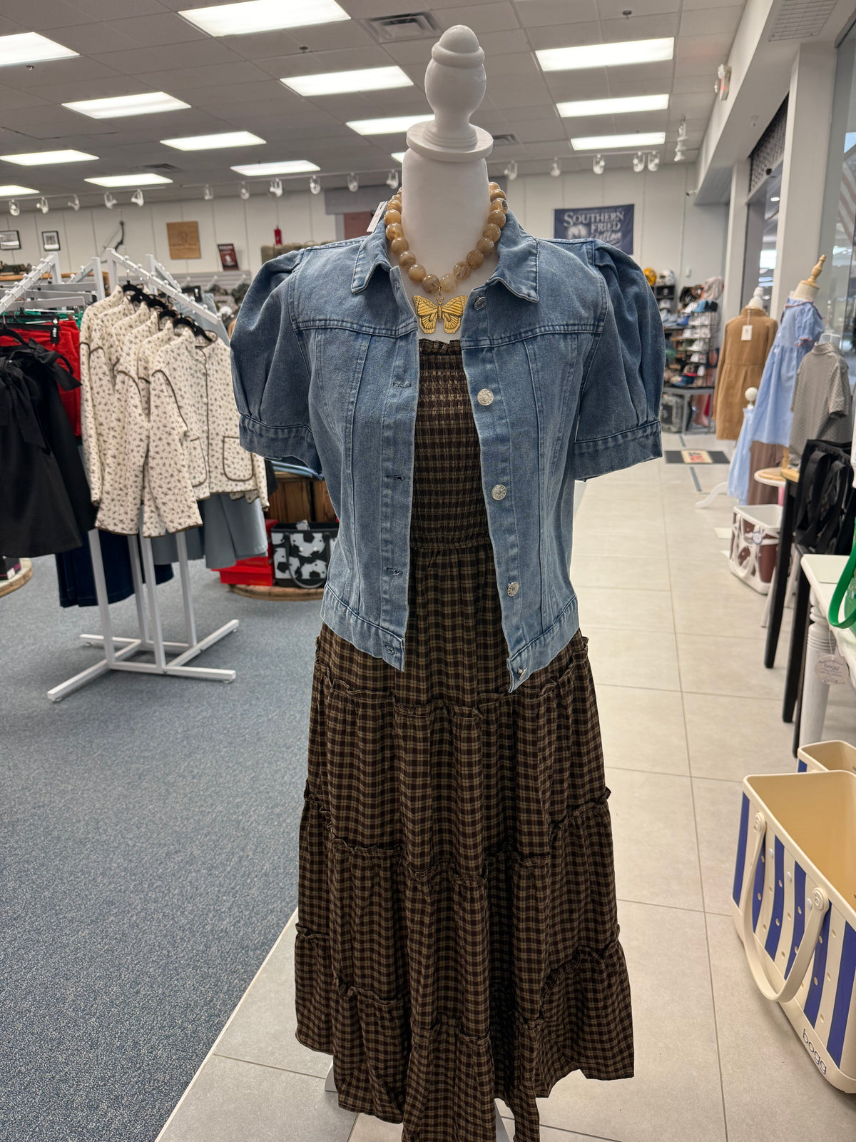 Sweet Puff Sleeve Cropped Denim Jacket