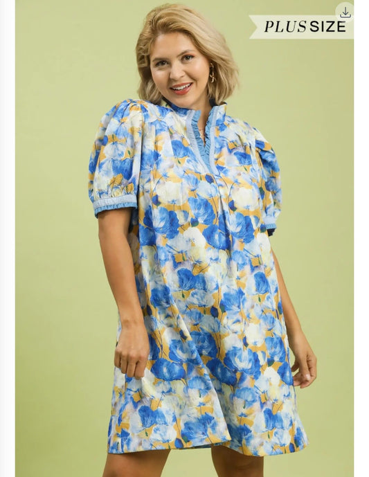 Blue Florals Dress by Umgee Plus Size