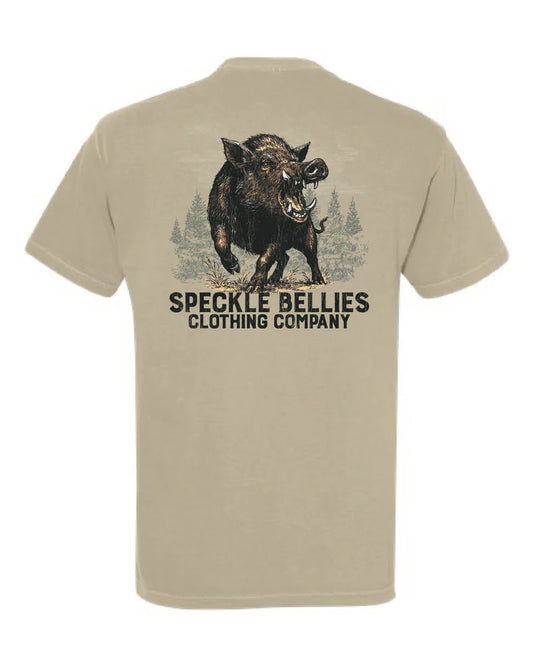 Speckle Bellies Hog Wild Pocket Tee Khaki