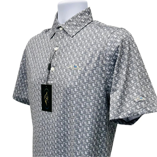 American Flyway Waterfowl Grey with White Flying Ducks Polo