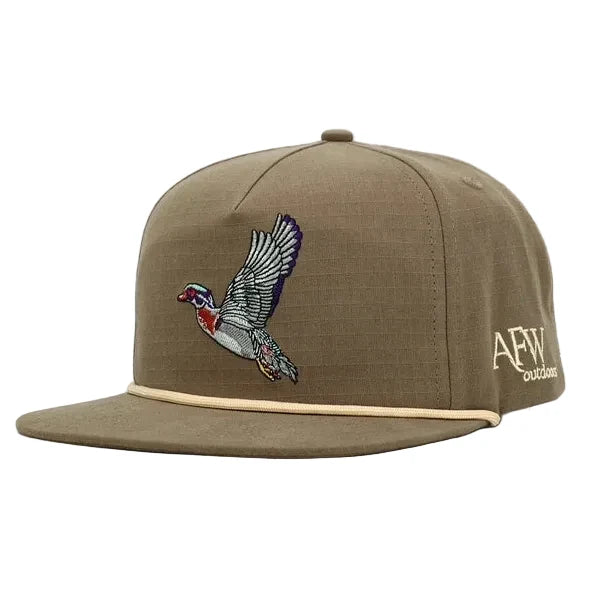 American Flyway Waterfowl Flying Wood Duck Brown RipStop Hat