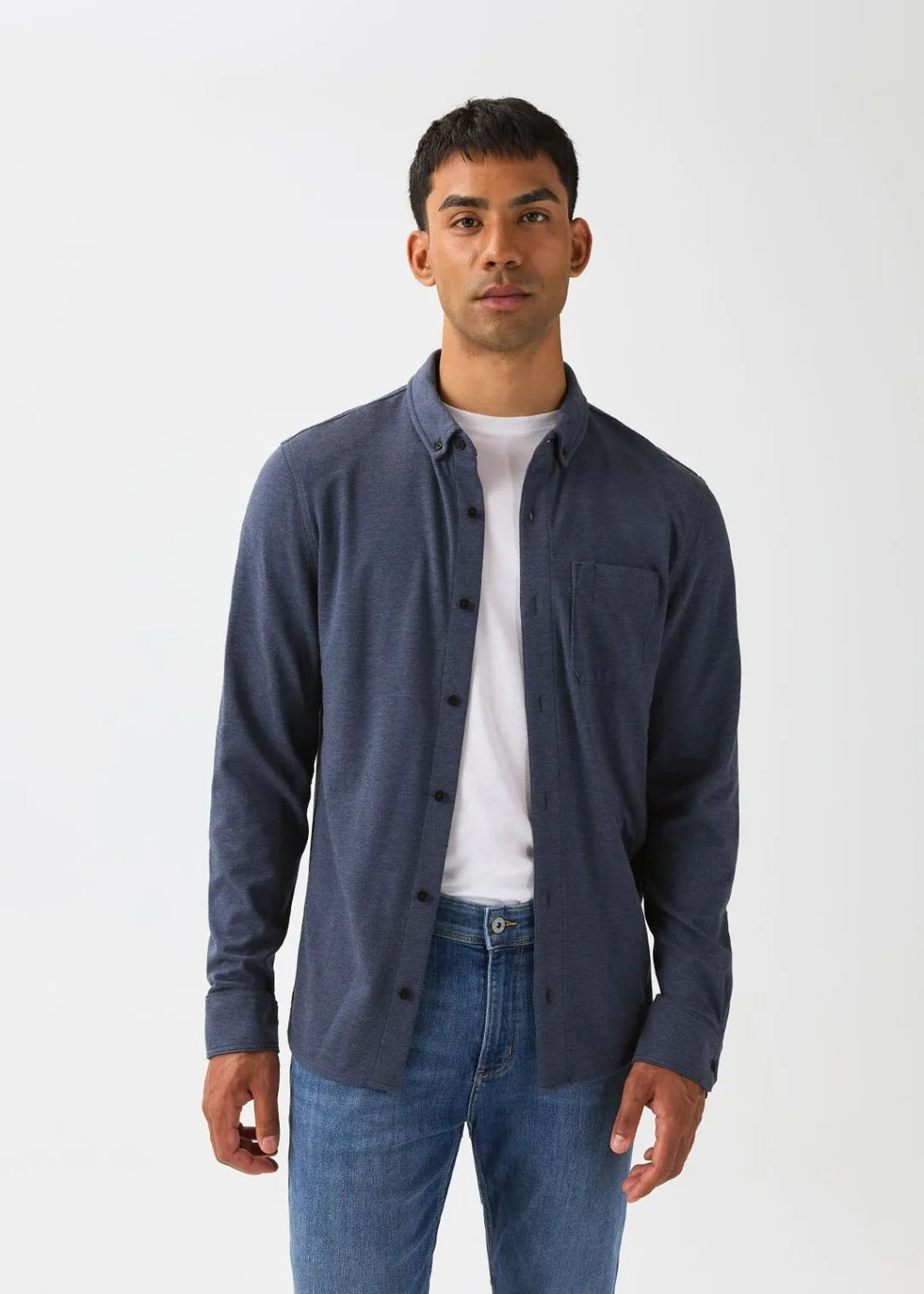 Du/er Performance Flannel Lite One-Pocket Shirt Heather Navy