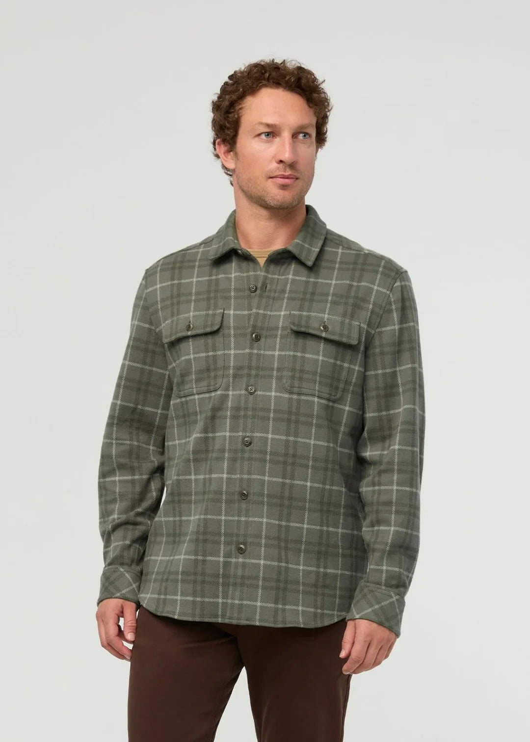 Du/er Flannel Overshirt Thyme Plaid