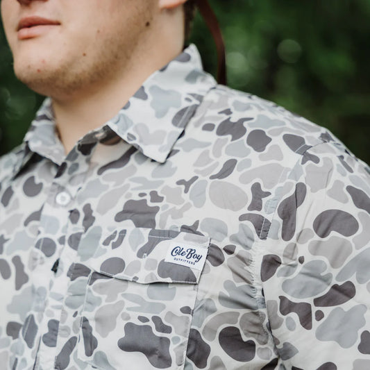 Ole Boy Grey Camo Fishing Shirt