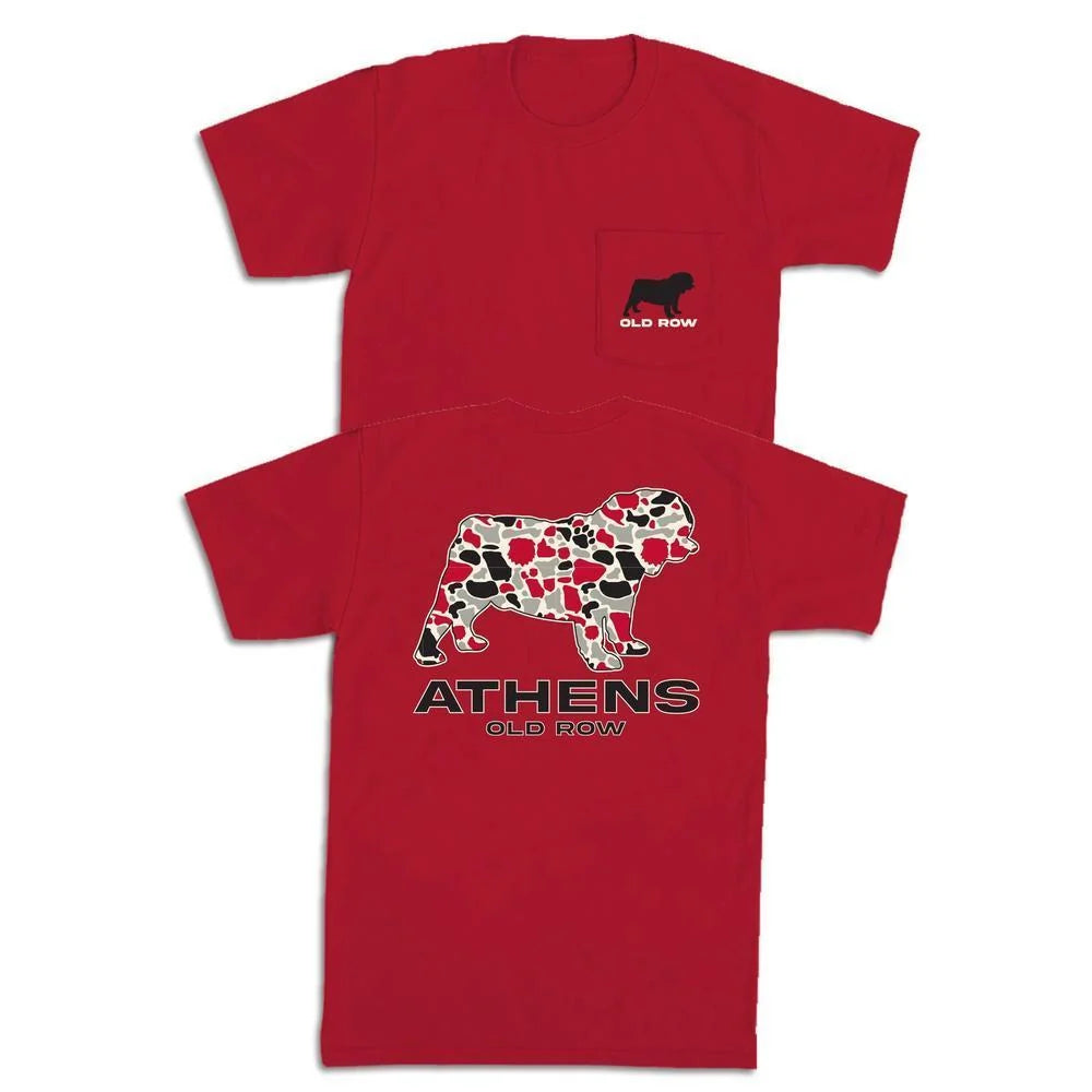 Old Row Athens Camo Dog Pocket Tee in Red