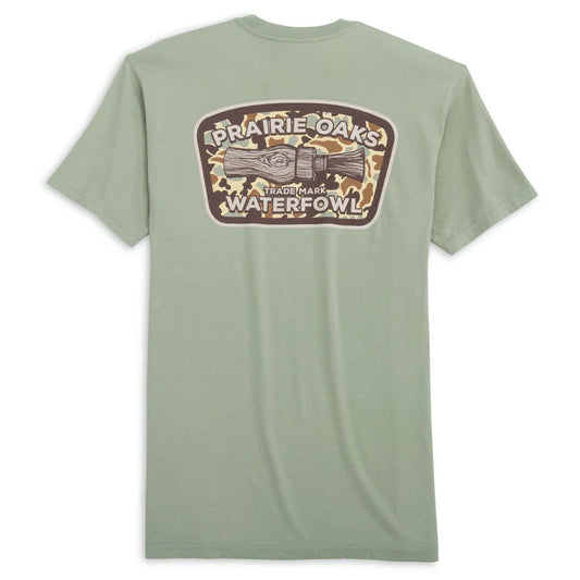 Prairie Oaks Camo Duck Call Tee in Seagrass