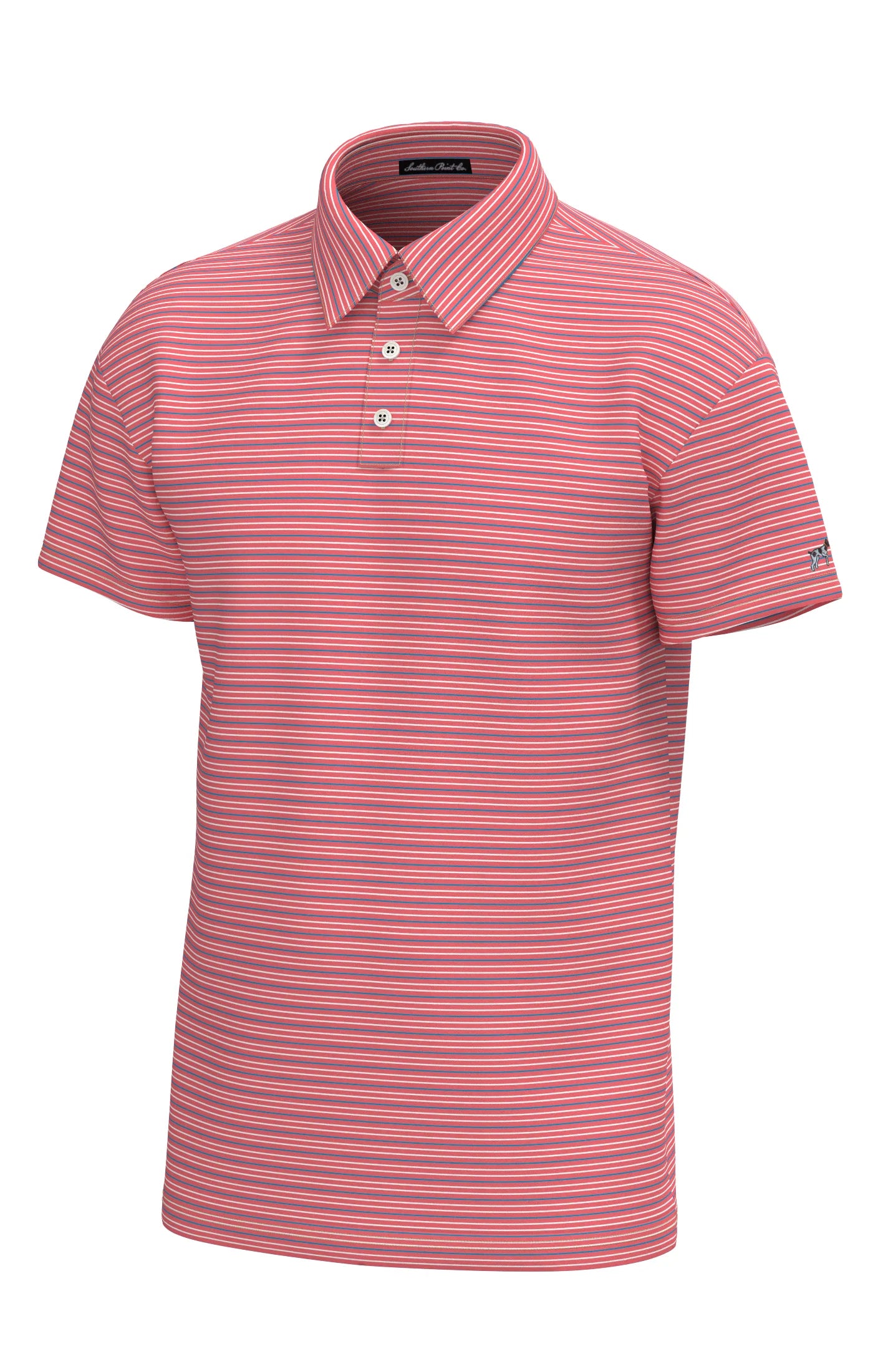 Southern Point Bayside Stripe Coral/White Polo