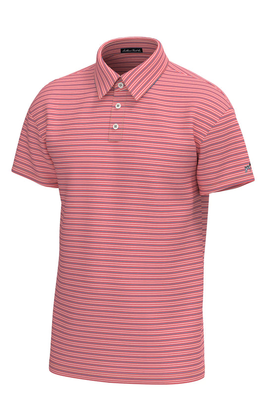 Southern Point Bayside Stripe Coral/White Polo