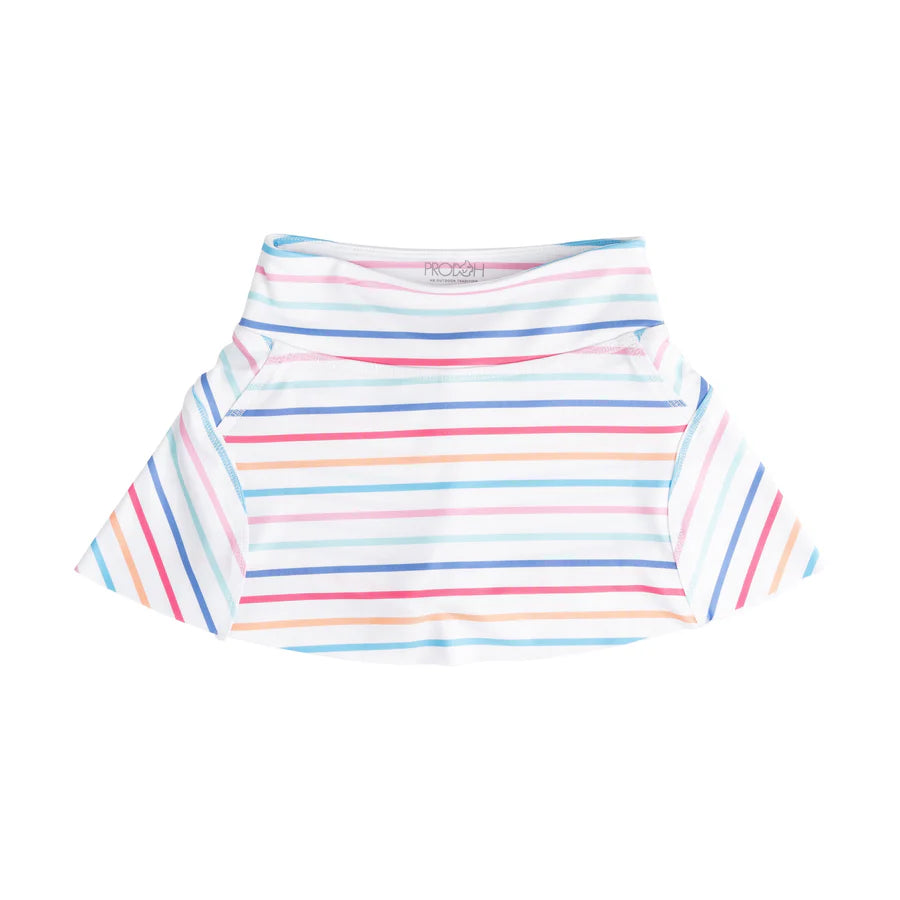 Prodoh Girls' Tennis Twirl Skort with Built-In Compression Shorts — Sun Kissed Stripe
