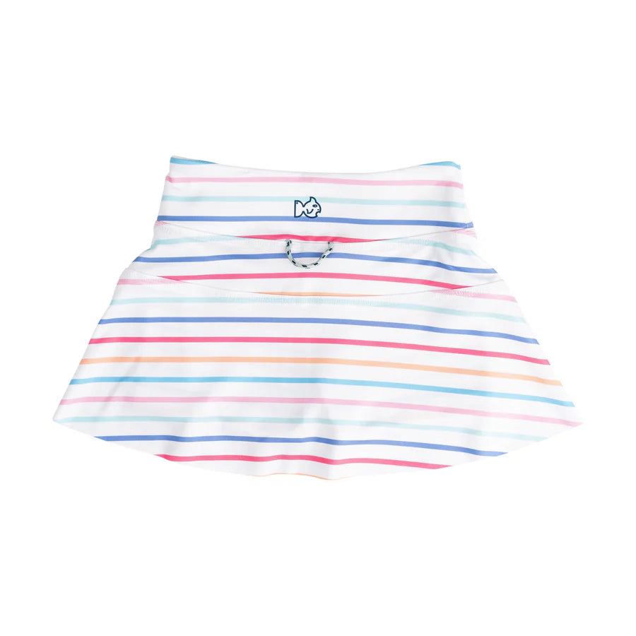 Prodoh Girls' Tennis Twirl Skort with Built-In Compression Shorts — Sun Kissed Stripe
