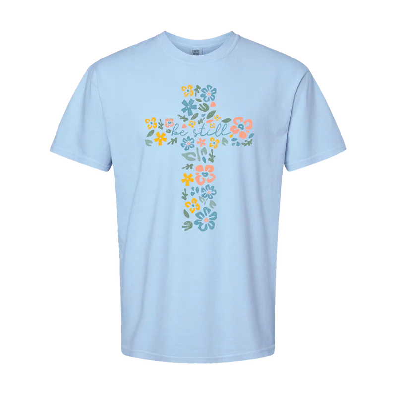 Southern Fried Cotton Floral Cross tee