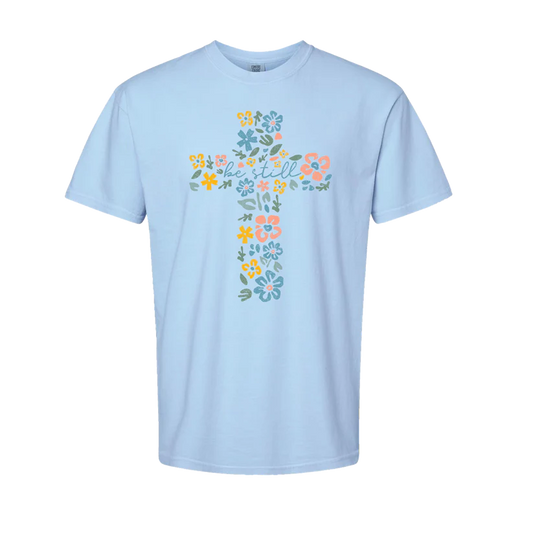 Southern Fried Cotton Floral Cross tee
