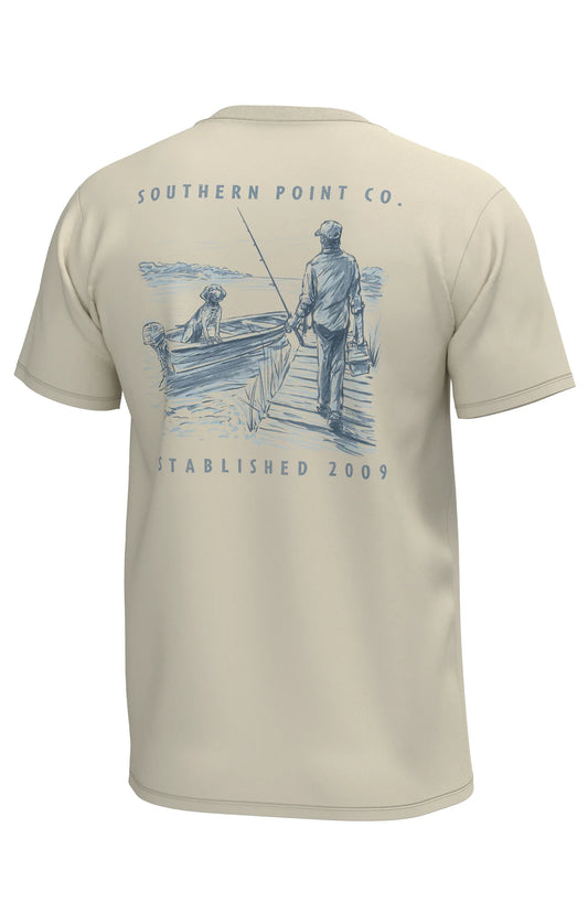 Southern Point Docked Boat T-shirt in Cloud Cream
