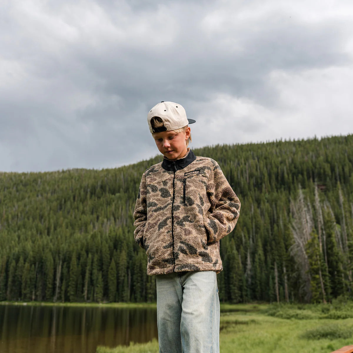Burlebo Youth Sherpa Full Zip Rocky Mountain Camo