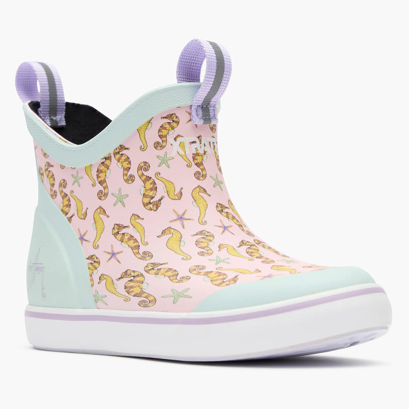 XTRATUF Kids Pink Seahorse Ankle Deck Boot Guy Harvey