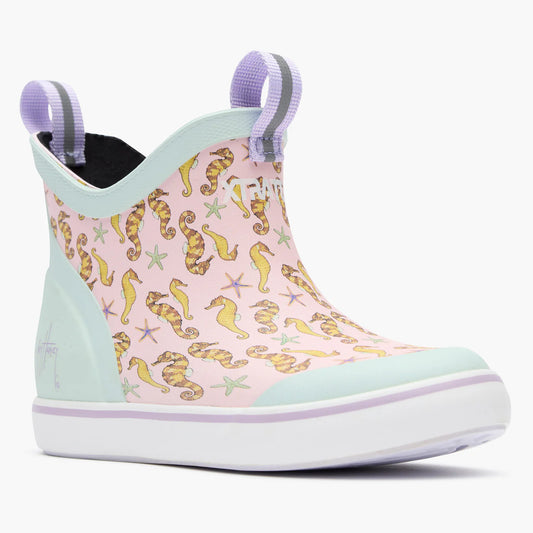 XTRATUF Kids Pink Seahorse Ankle Deck Boot Guy Harvey