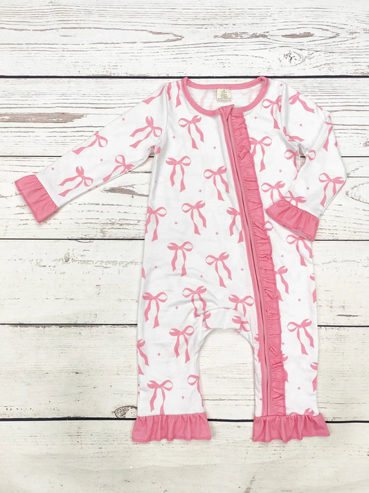 Baby Girl Bow Zip Sleeper