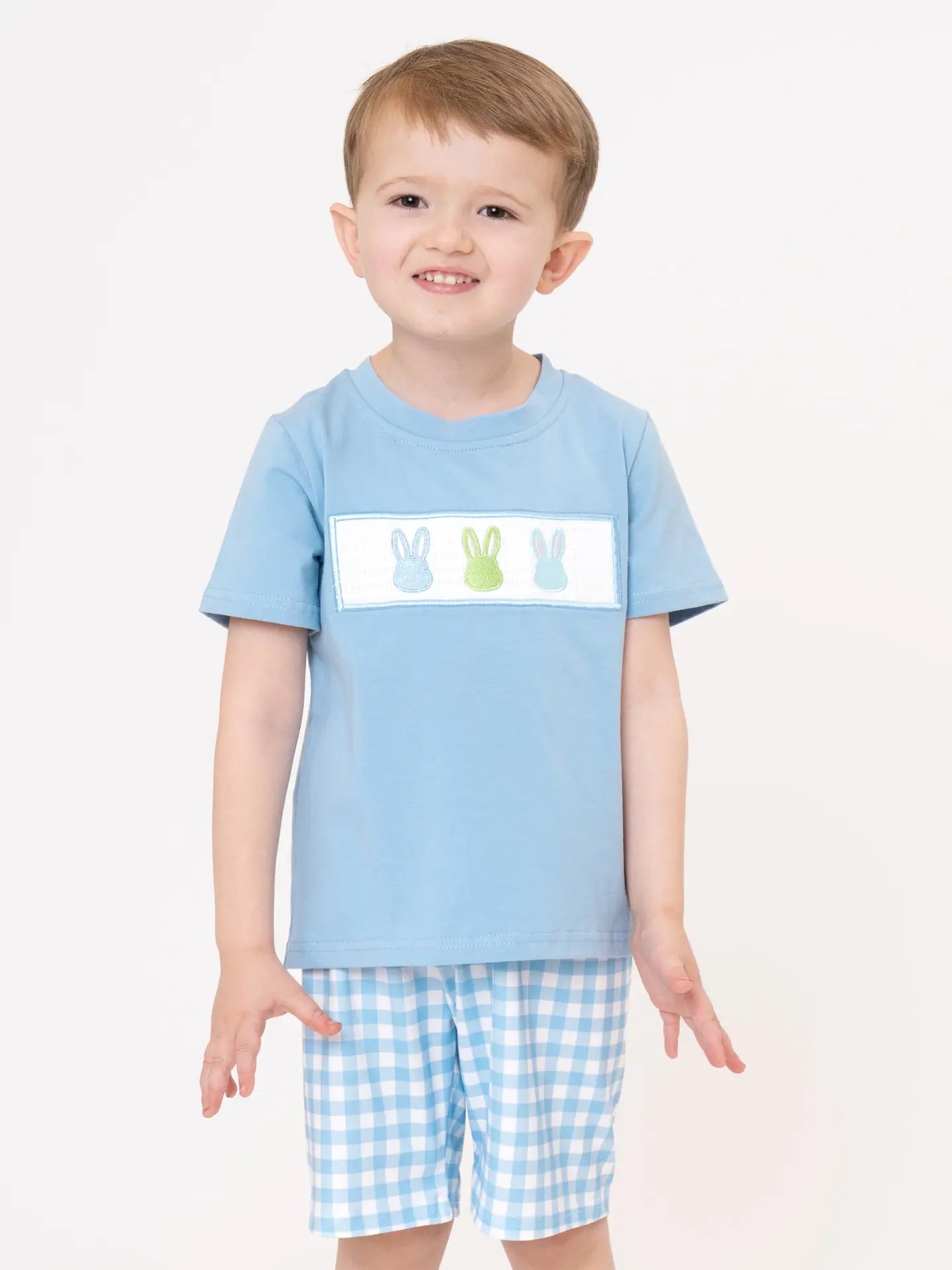 Bunny Lineup Gingham Smocked 2pc