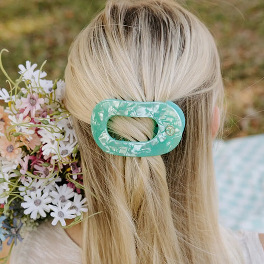 Teletie Flat Round Hair Clip Medium Spring Splash