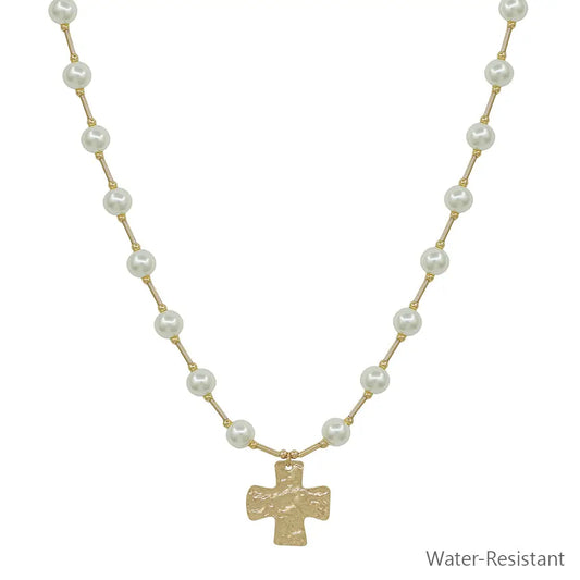 Pearl Necklace W/Cross