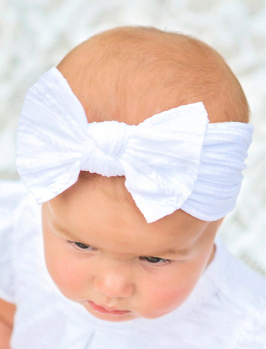 White Cable Knit Bow Baby Headband