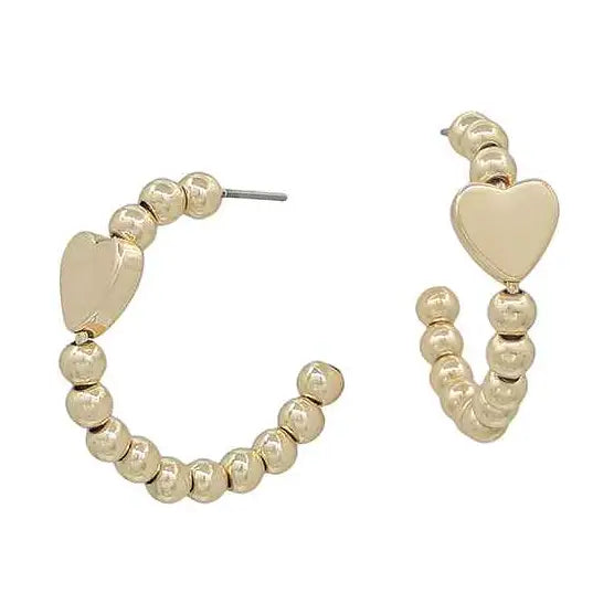 Beaded Heart Hoops Water Resistant