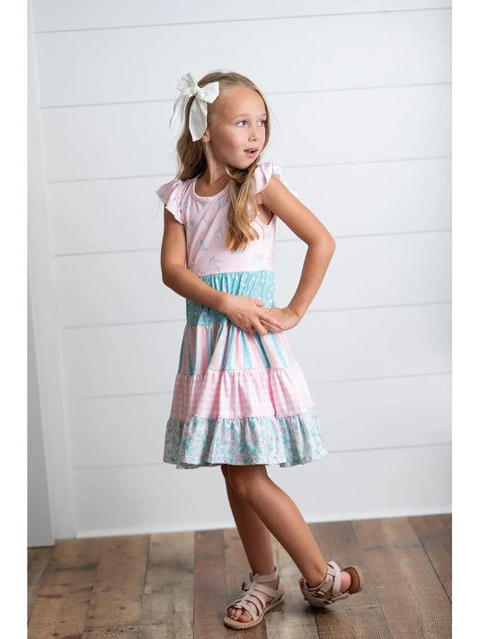 Ava Twirl Light Pink Floral Dress for Girls