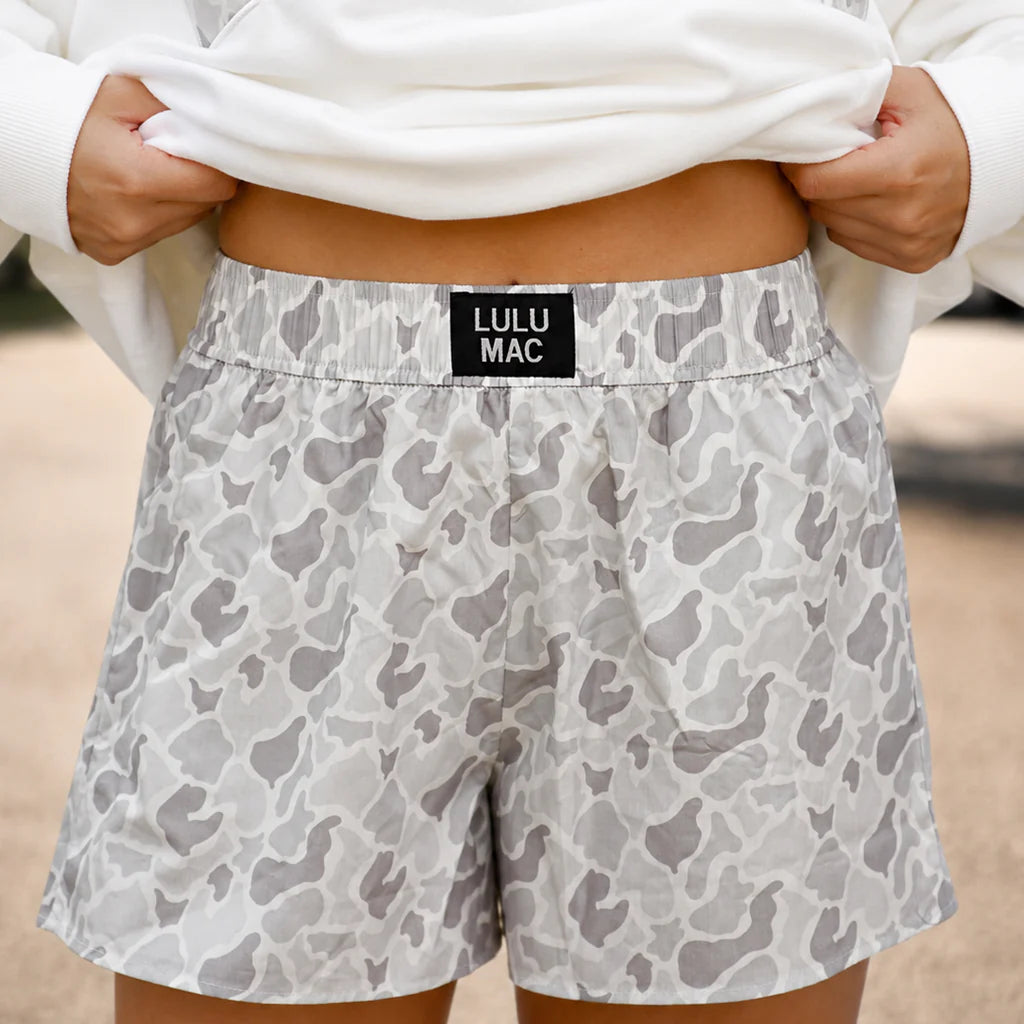 Lulu Mac White Camo Shorts for Women