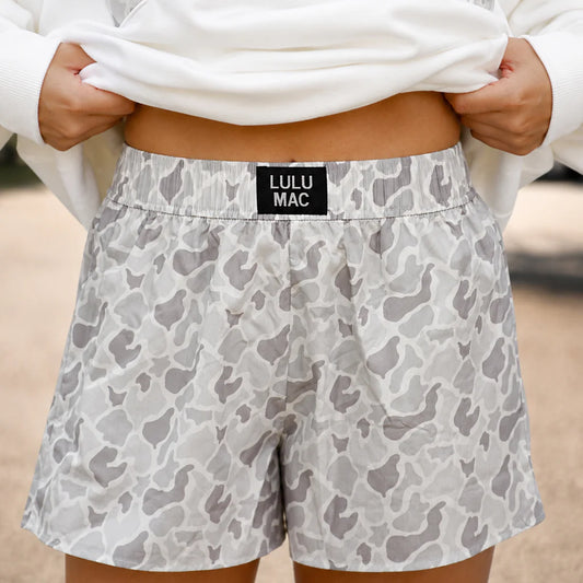 Lulu Mac White Camo Shorts for Women