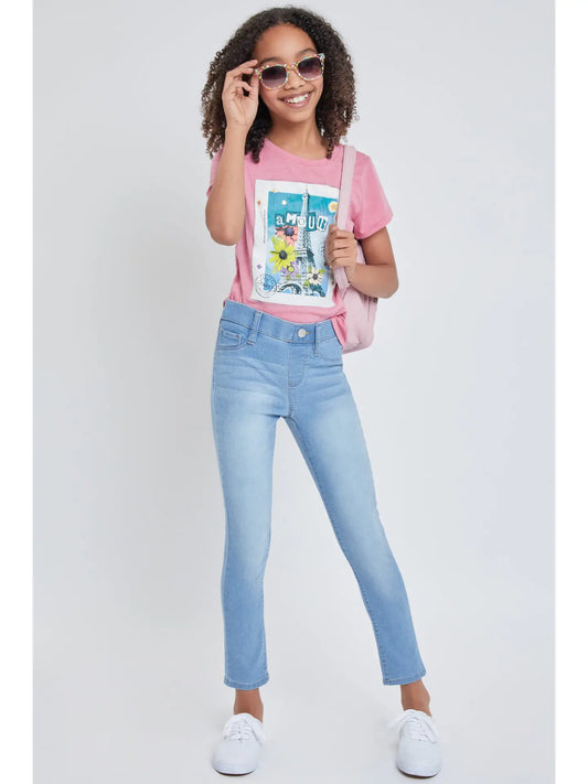 YMI Pull on Skinny Jeans in Light Wash Girls