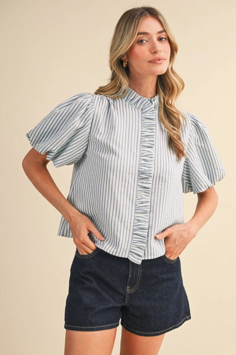 Mint & Lilac Striped Top by Merci